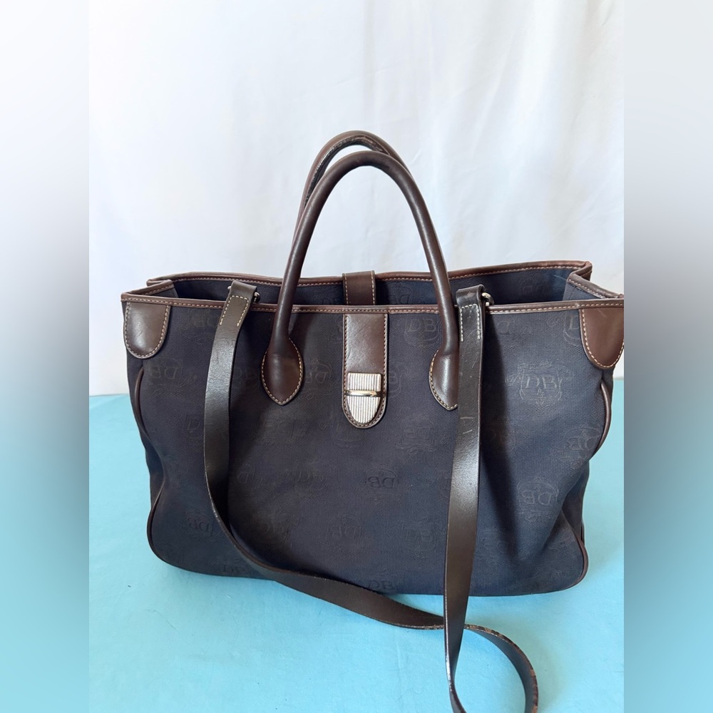 VINTAGE DOONEY & BURK NAVY SIGNATURE SATCHEL/CROSSBODY